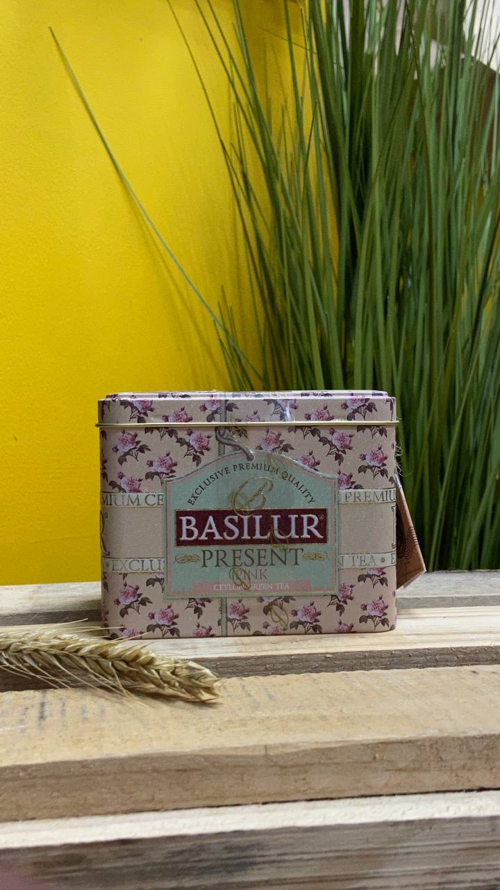 Чай зел Рожевий подар Basilur 100г карт
